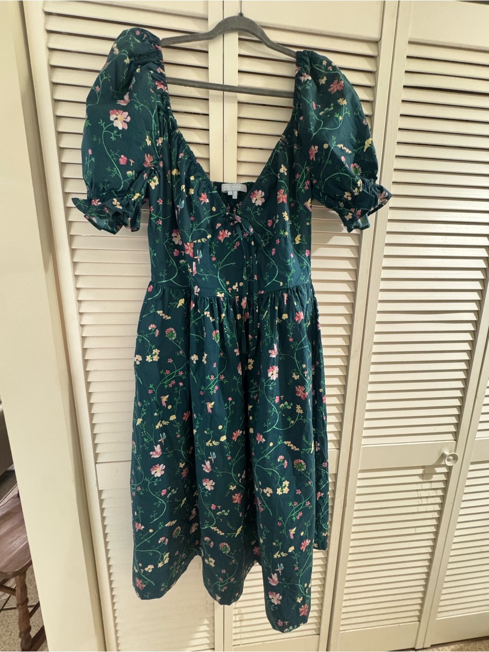 Hill House Ava Dress in Moody Floral Teal - Picture 3 of 7